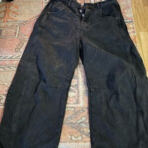 Free people black Wide-Leg barrel Jeans